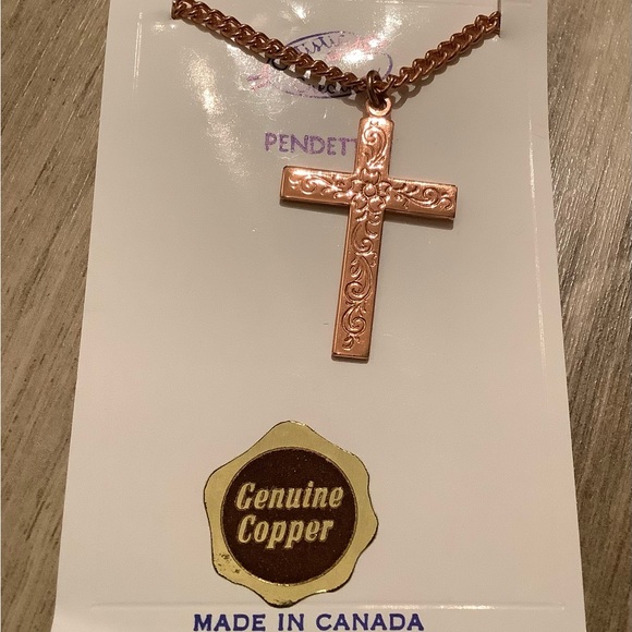 New vintage Copper cross pendette - Picture 3 of 6